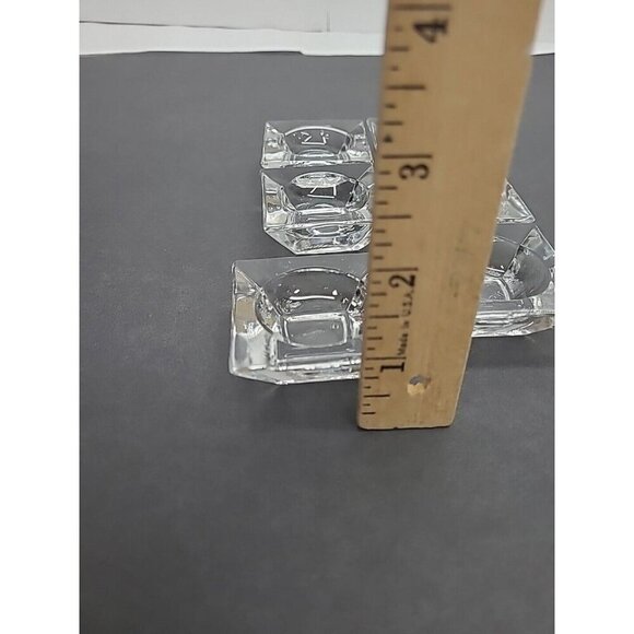 Vintage Glass Salt Cellars Set of 6 Open Salt Dip Set Square Base - Picture 6 of 6